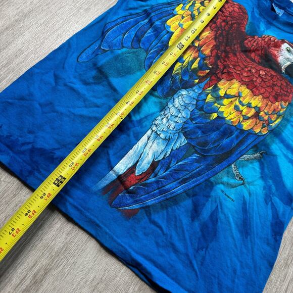 Vintage Macaw Parrot Tie Dye Shirt USA M Blue Macaw Landing Foundation Portland - Picture 7 of 7